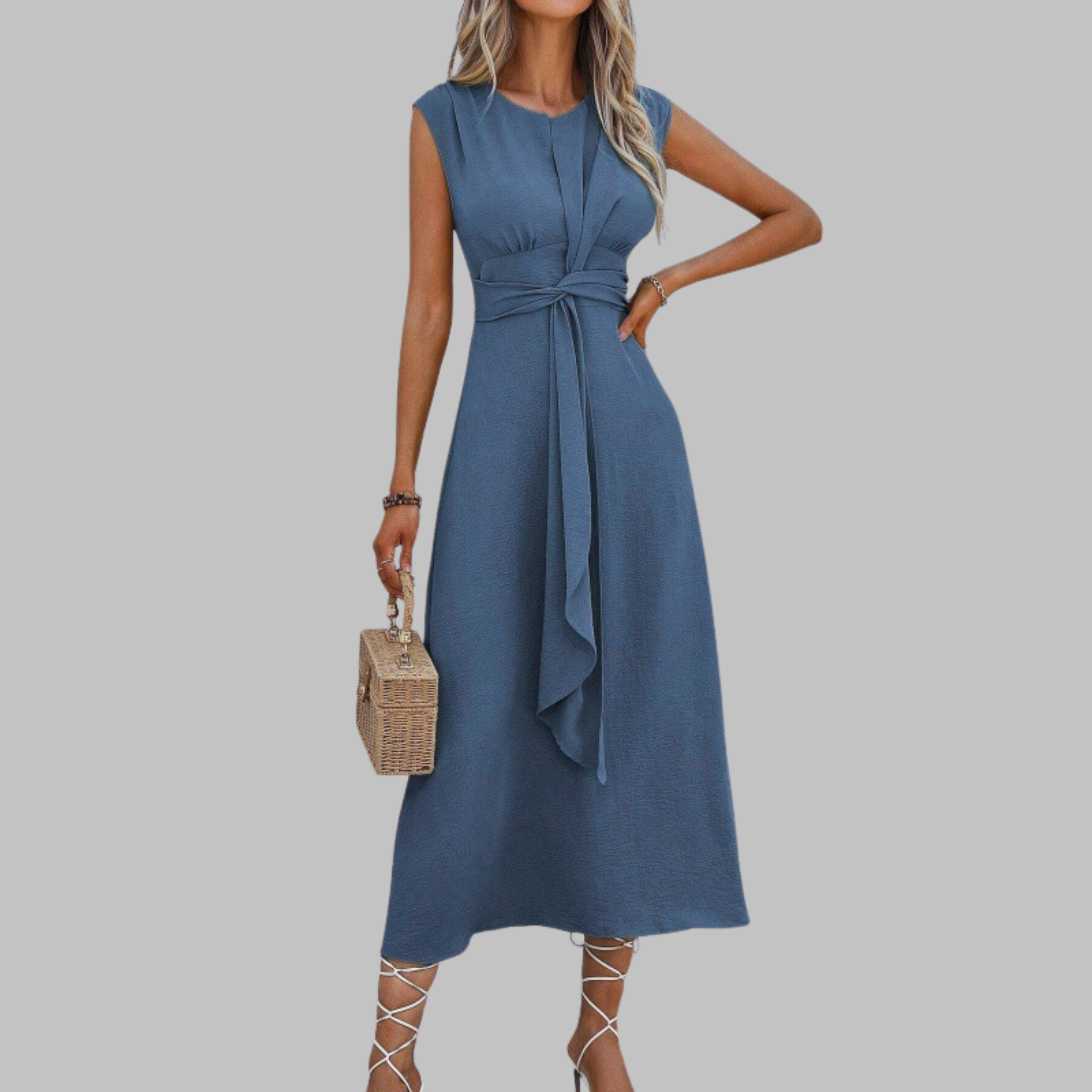 Dahlia | Elegant Sleeveless Round Neck Midi Dress