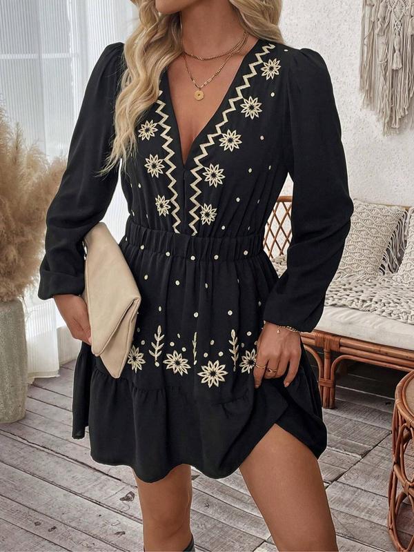 Lavella | Elegant Embroidered Long Sleeve Casual Dress