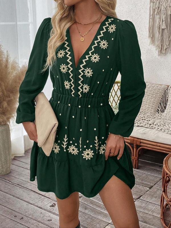 Lavella | Elegant Embroidered Long Sleeve Casual Dress