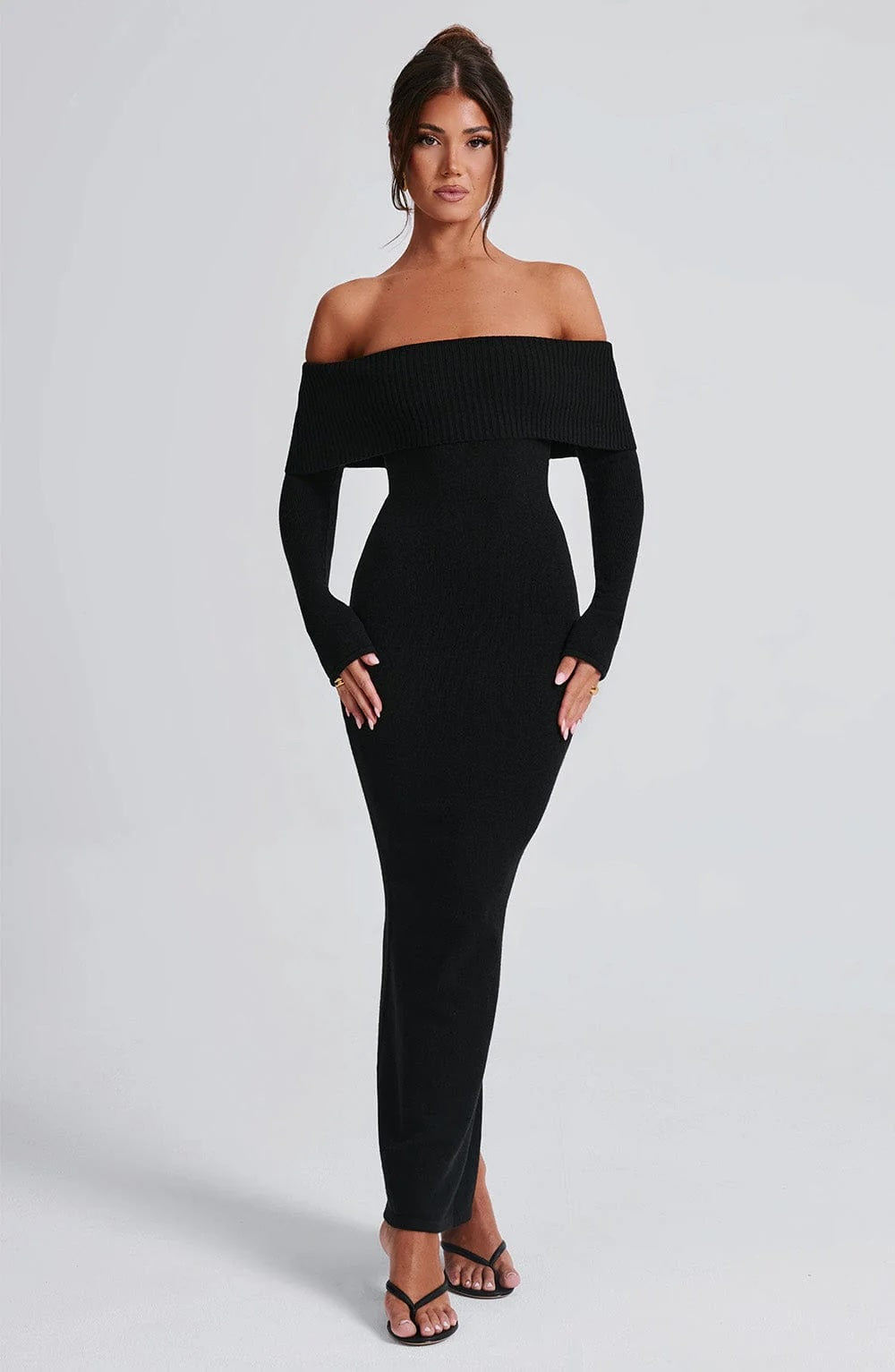 Angels | Premium Sculpting Stretch Off-Shoulder Knitted Maxi Dress