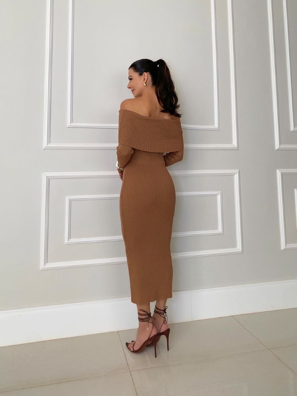 Angels | Premium Sculpting Stretch Off-Shoulder Knitted Maxi Dress