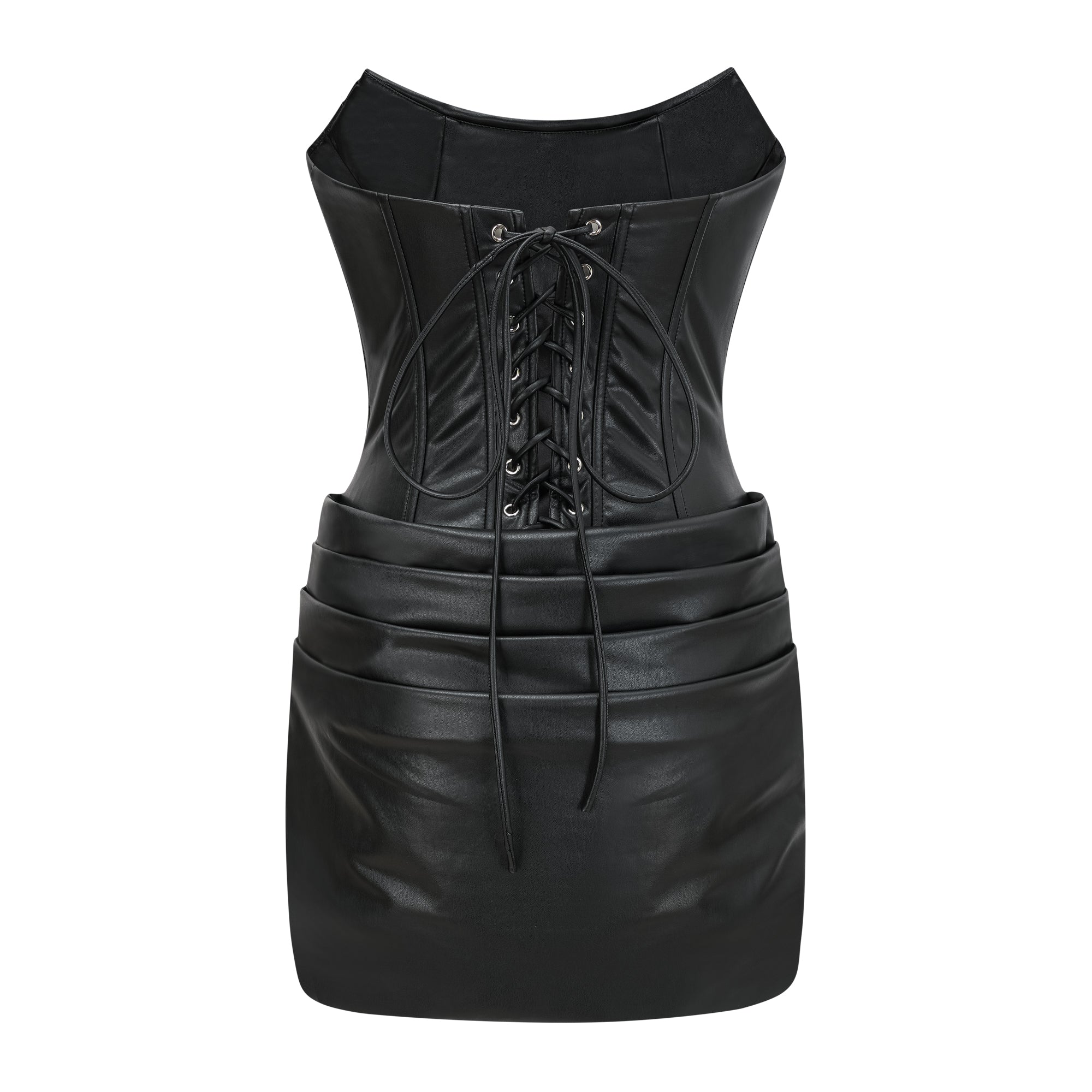 Agnes | Off-The-Shoulder PU Leather Mini Dress