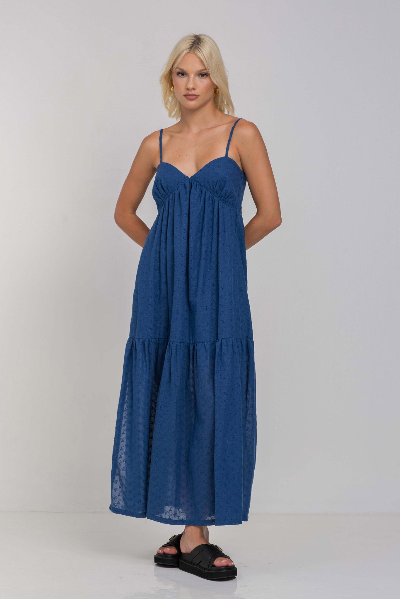 Moon | Women's Alluring Dark Sky Tiered Cami Midi Dress