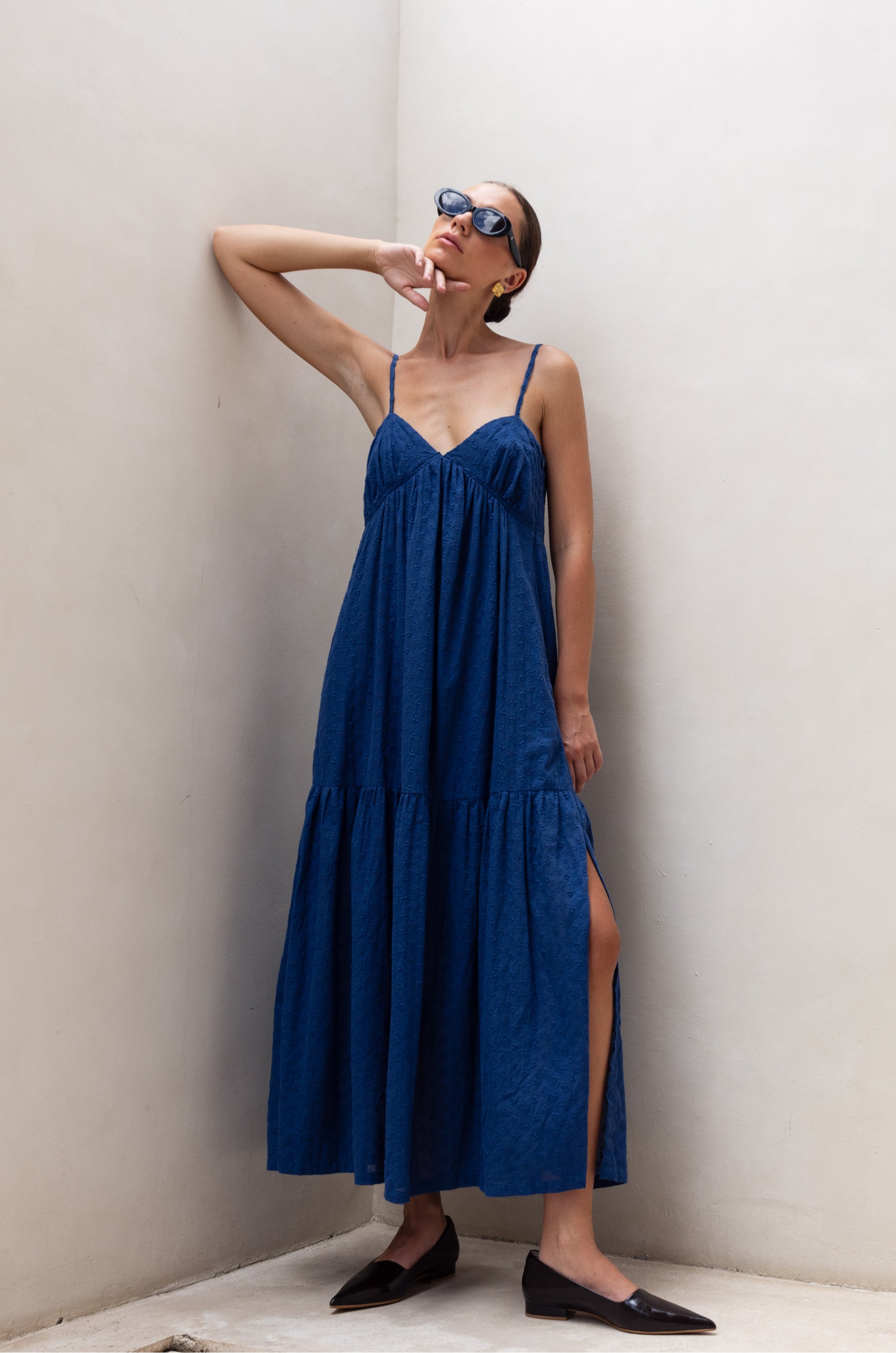 Moon | Women's Alluring Dark Sky Tiered Cami Midi Dress