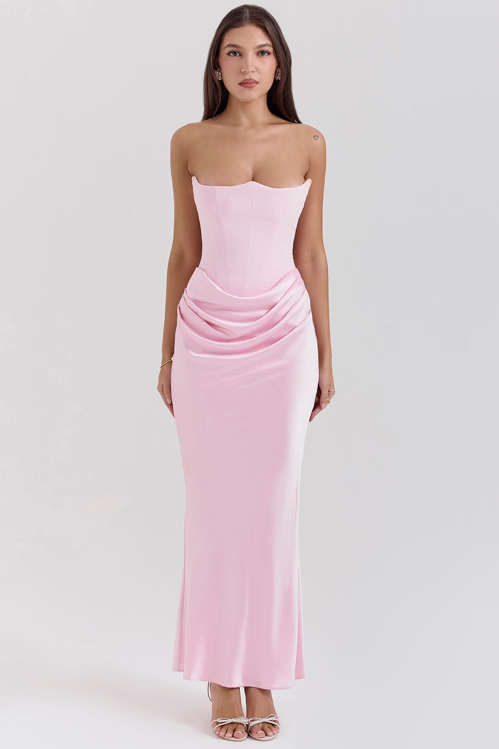 Stella | Women's Timeless Strapless Satin Maxi Dress