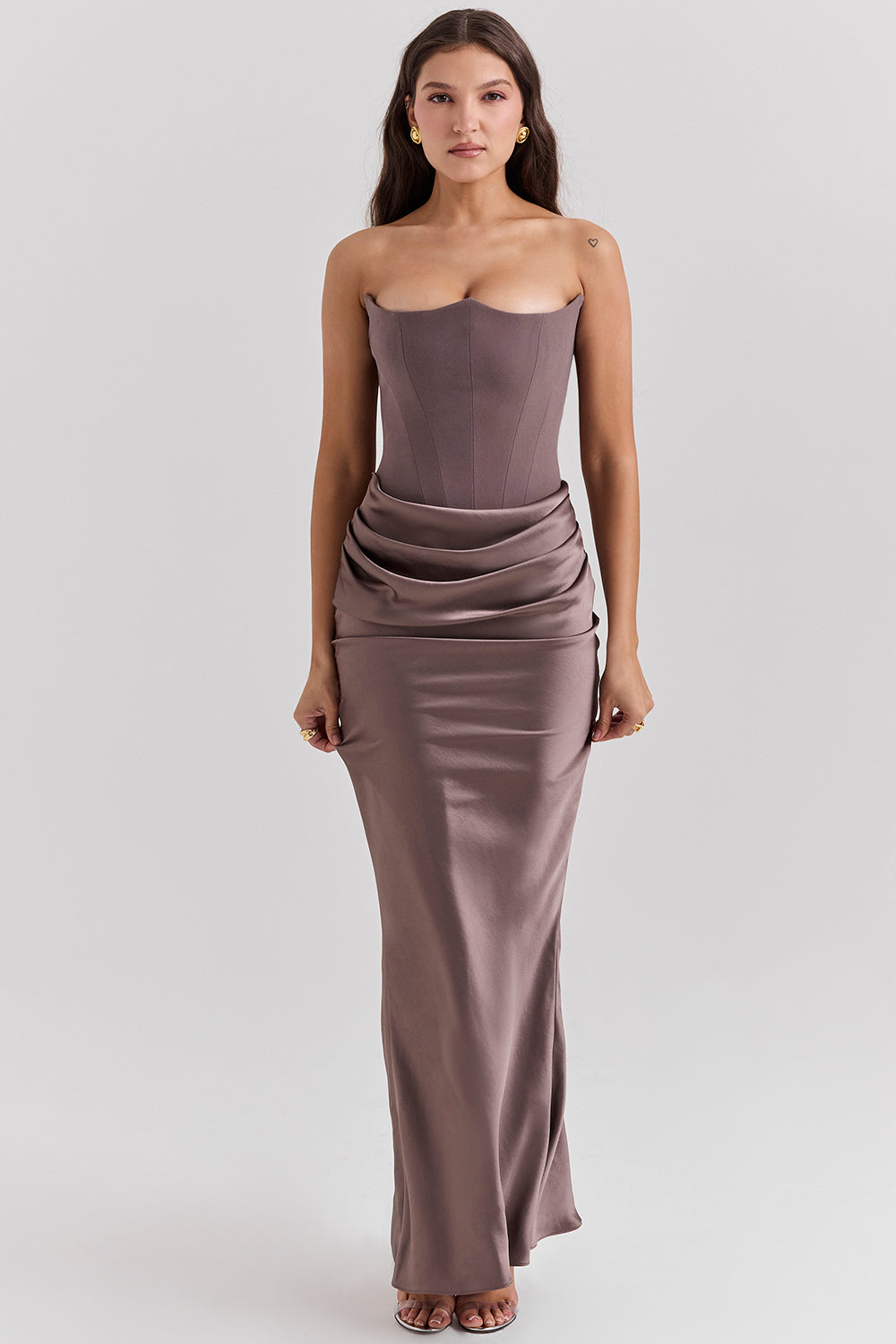 Stella | Women's Timeless Strapless Satin Maxi Dress