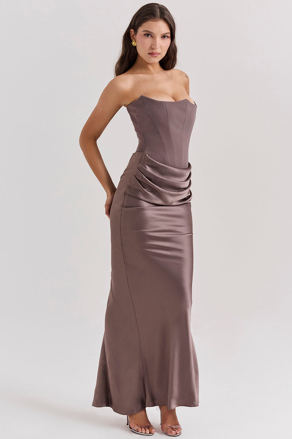 Stella | Women's Timeless Strapless Satin Maxi Dress