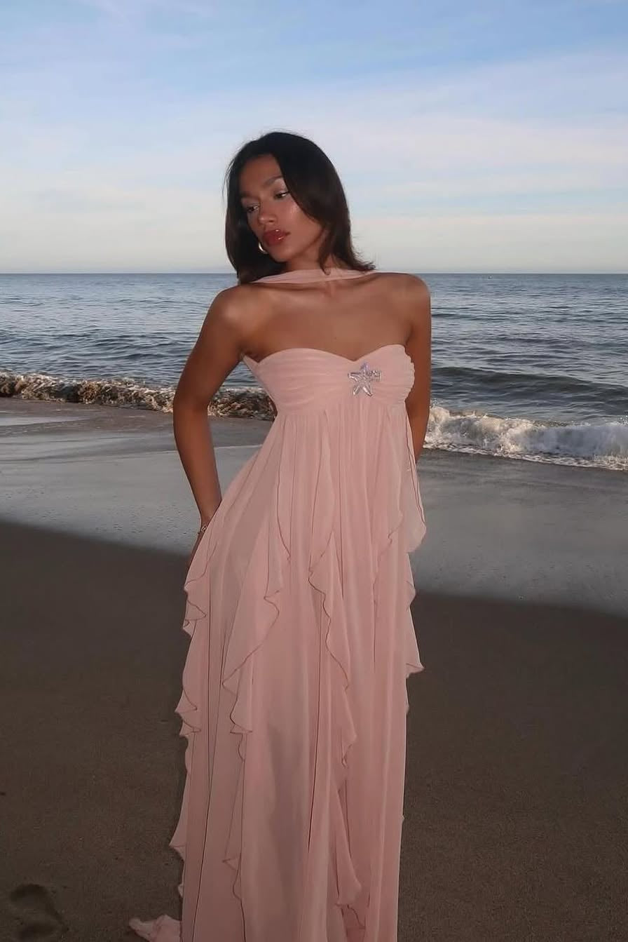 Imogen | Women's Strapless Ruffled Maxi Wedding Guest Dress