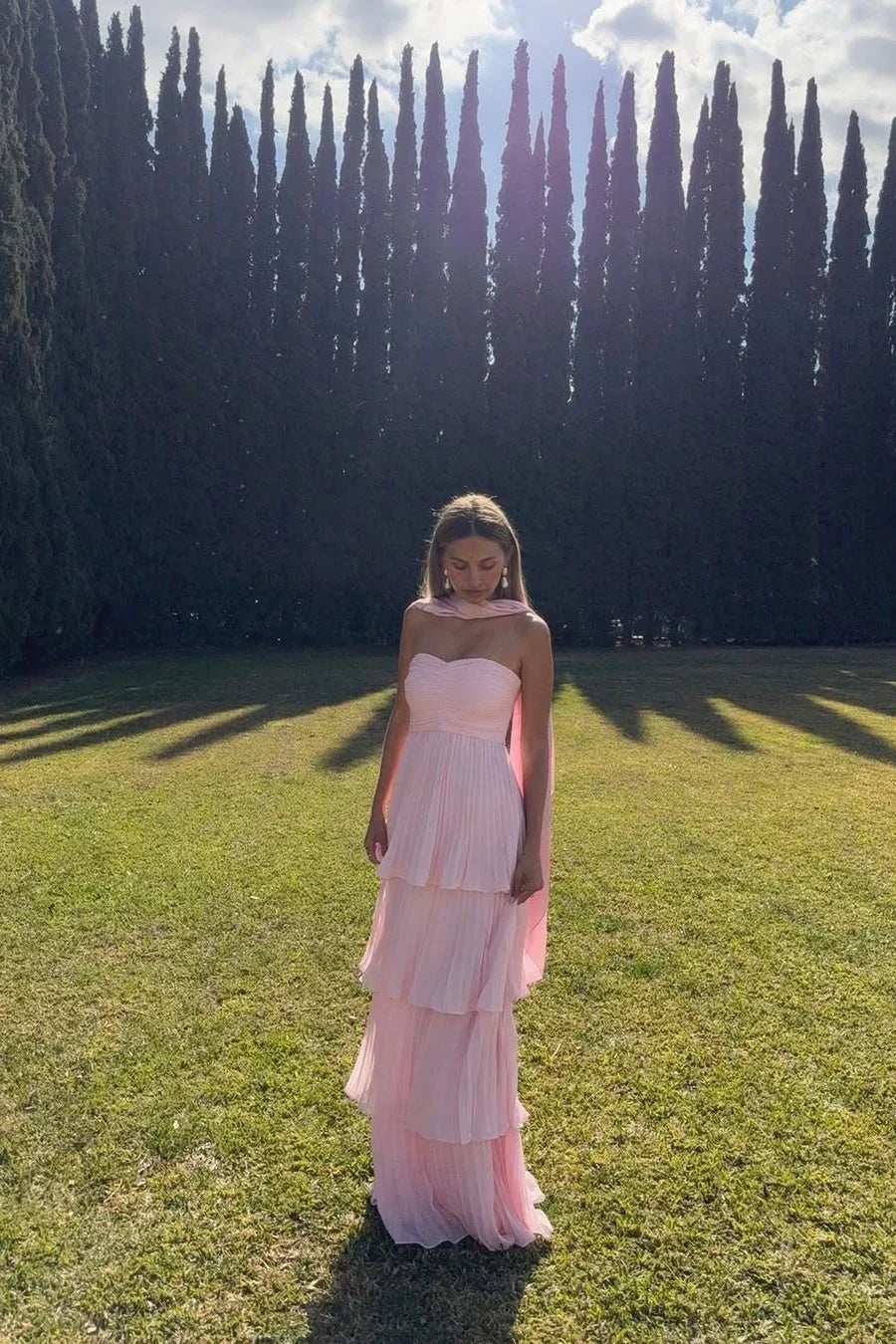 Odessa | Women's Strapless Tiered Maxi Wedding Guest Dress
