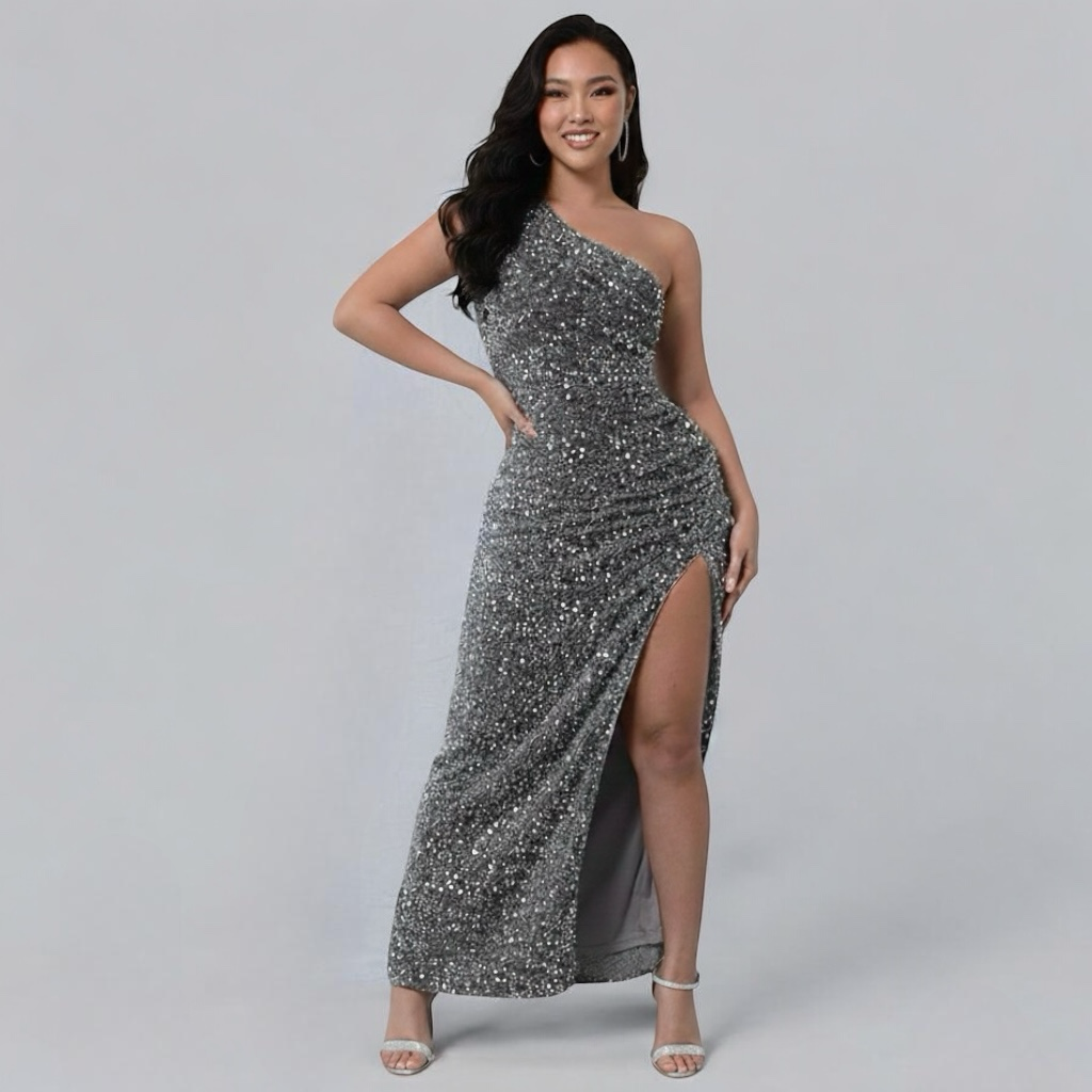 Celine | Glamour One-Shoulder Sequin Dress