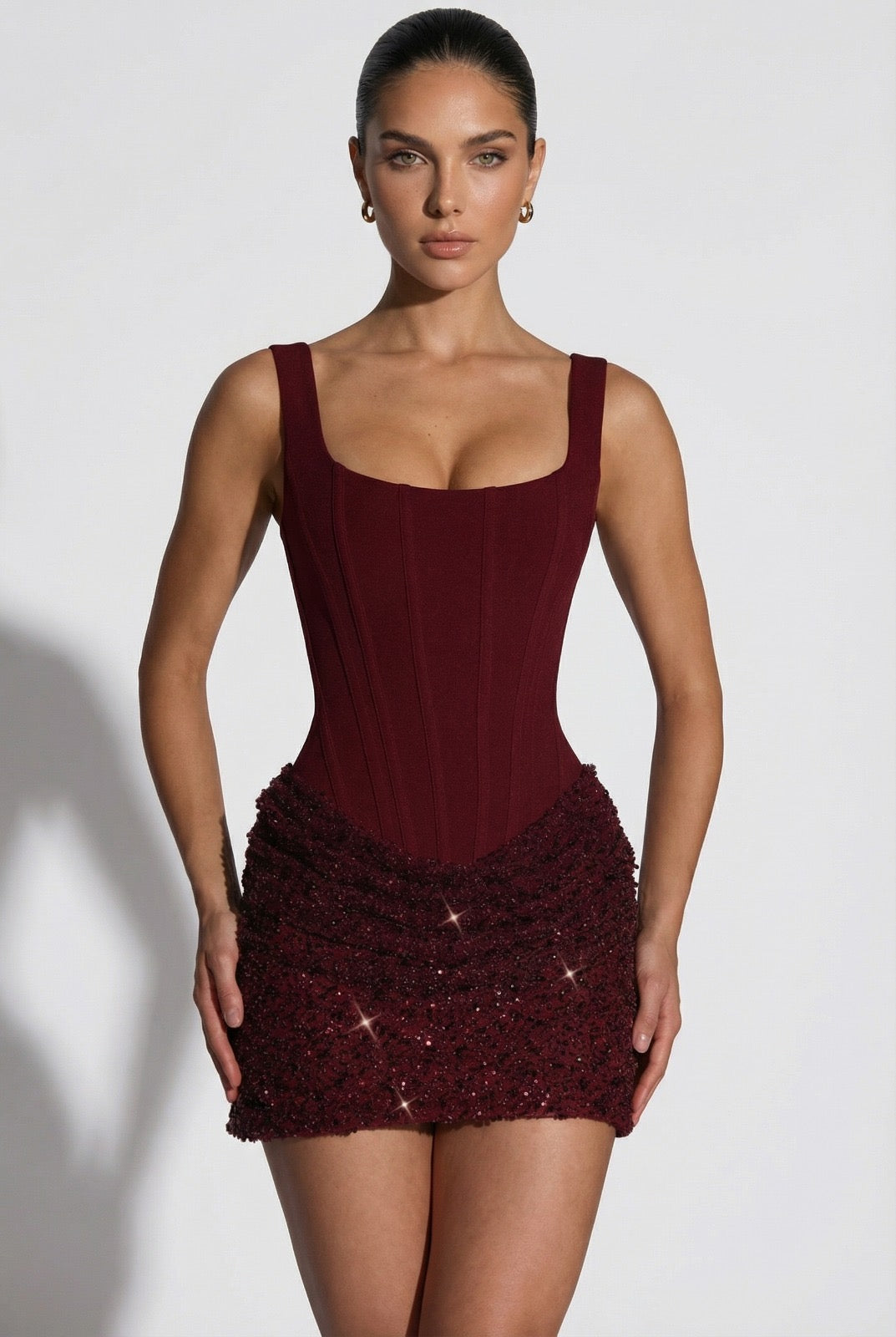 Isara Mini Dress | Sculpted Corset Sequin Party Dress