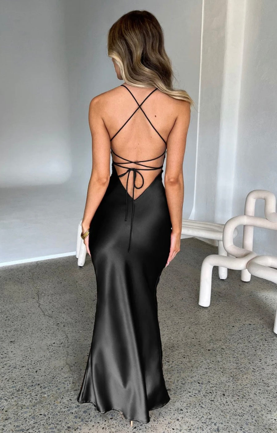 Macie | Women's Body-Skimming Draped Maxi Gown