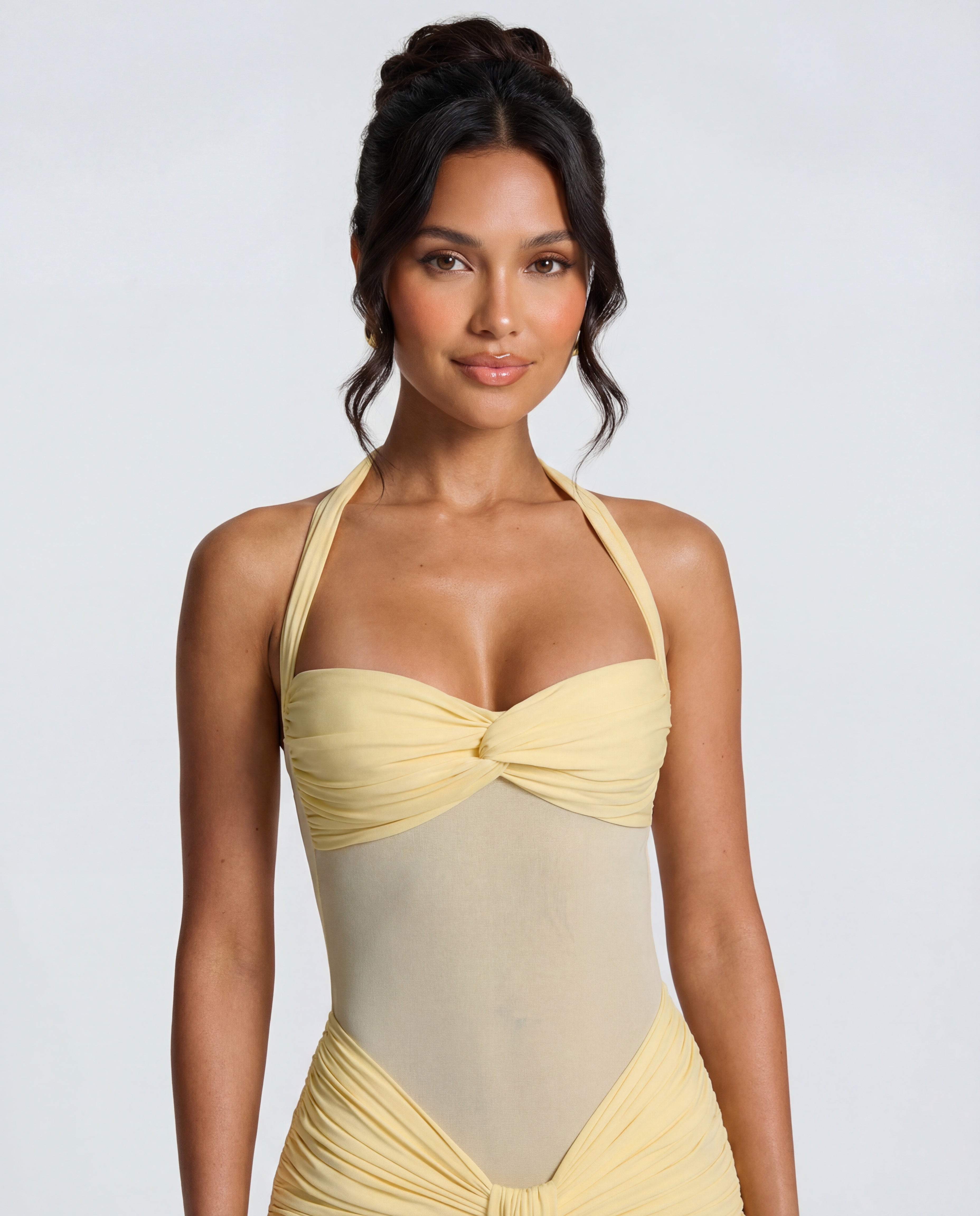 Rosabella | Women's Sun-Glow Ruched Halter Maxi Dress