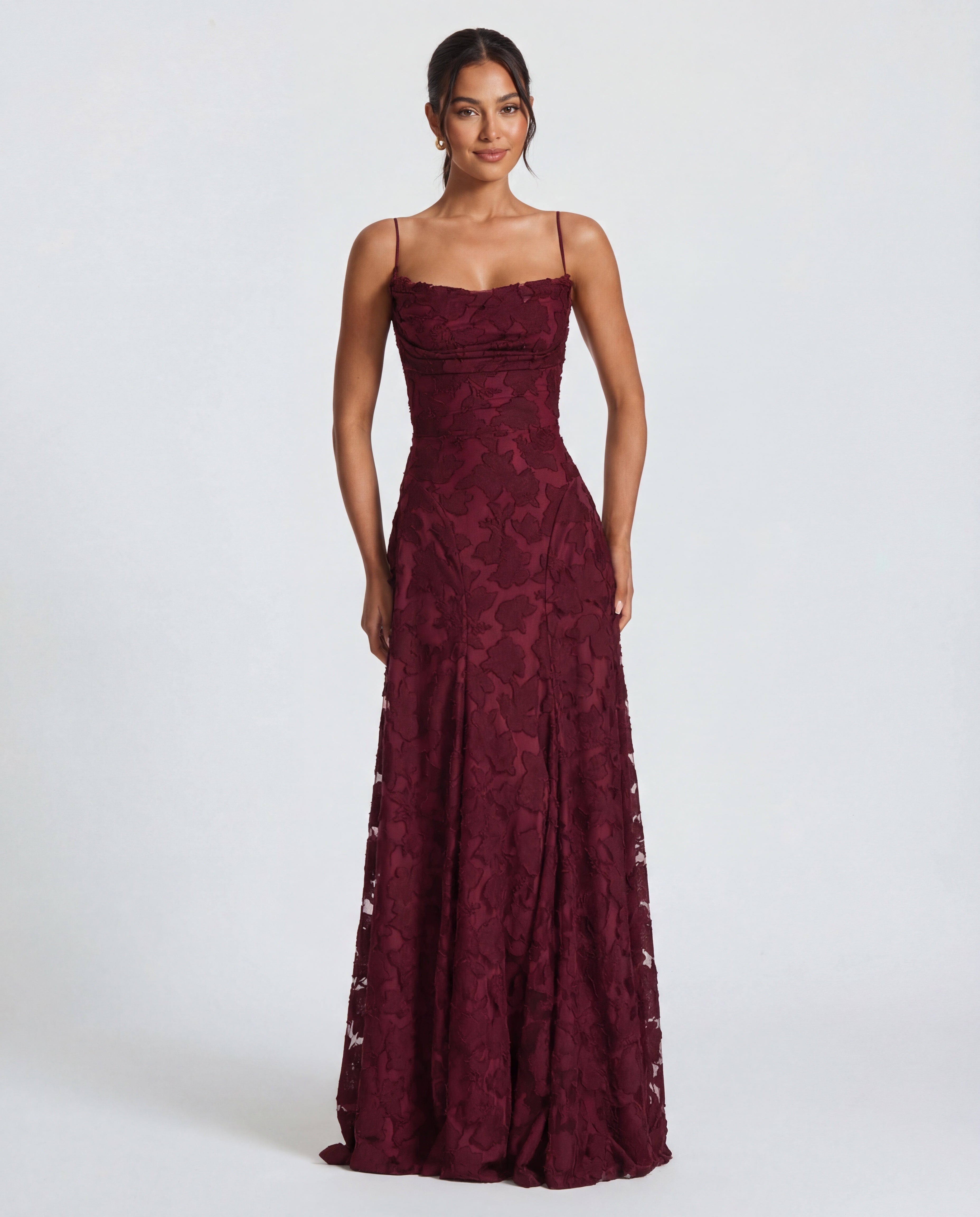 Wynn | Women's Floral Burnout Jersey Cowl Maxi Dress