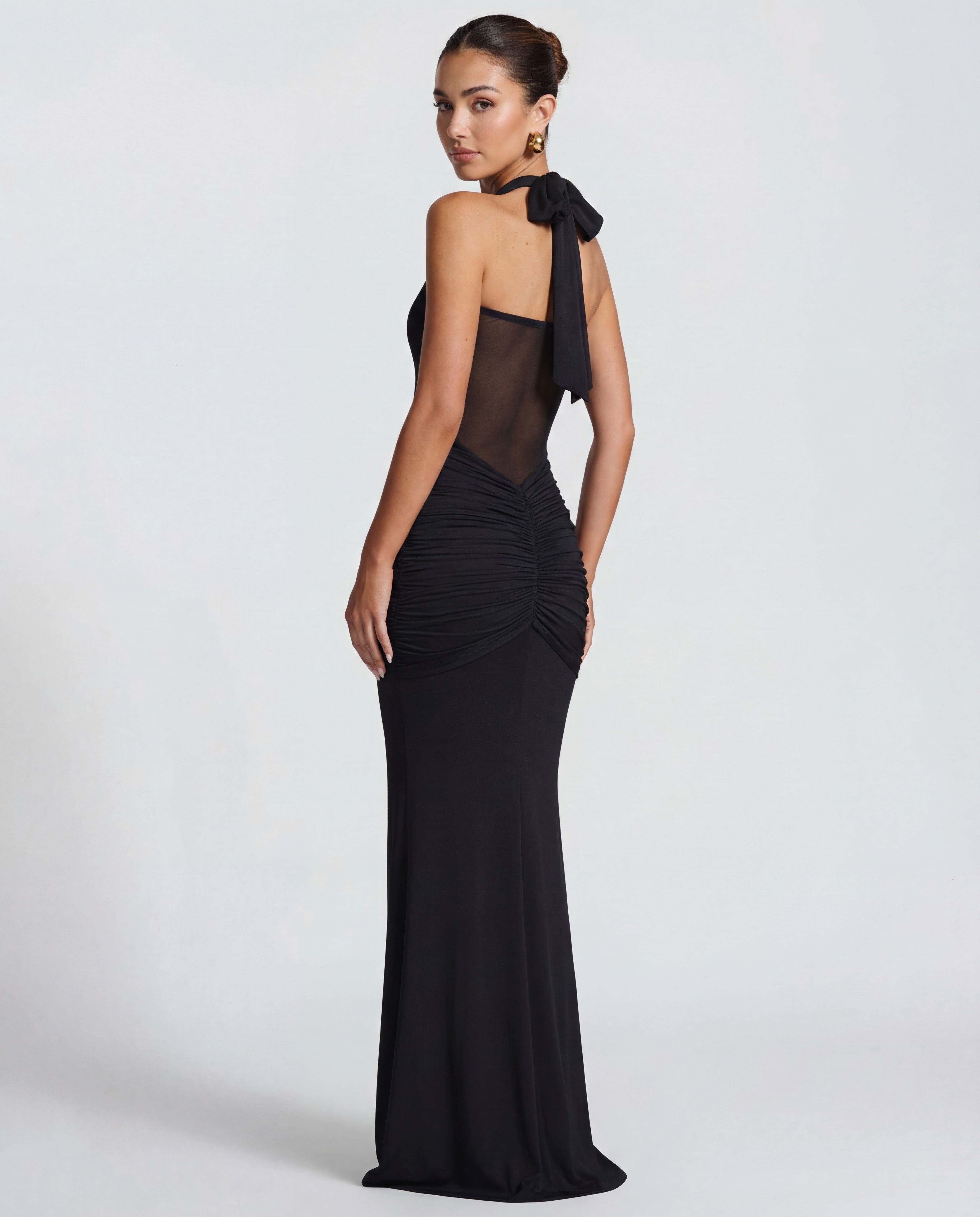 Valentina | Women's Twisted-Bust Mesh Maxi Dress
