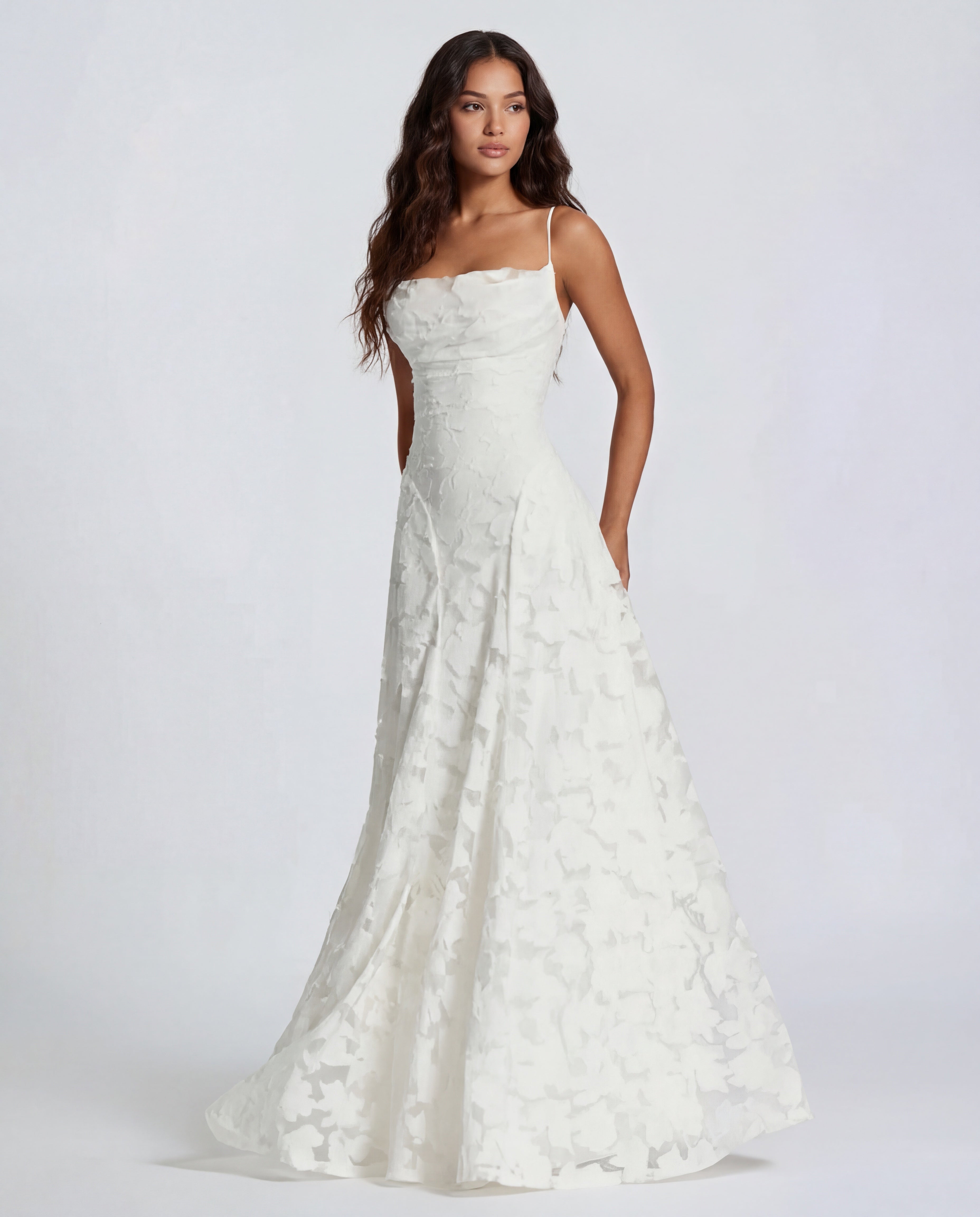 Sofia | Women's Straight-Neckline Flowing Lace Maxi Dress
