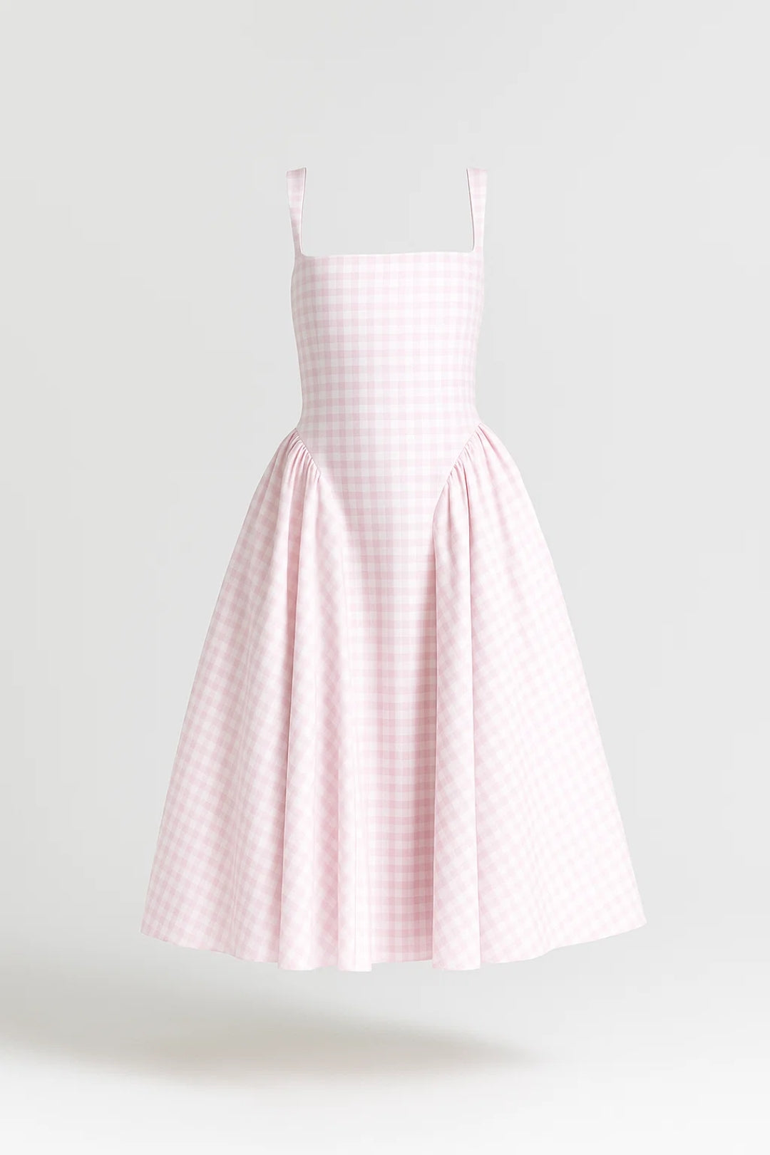 Nicolle | Women's Square Neck Flared Sleeveless Retro Check Midi Dress