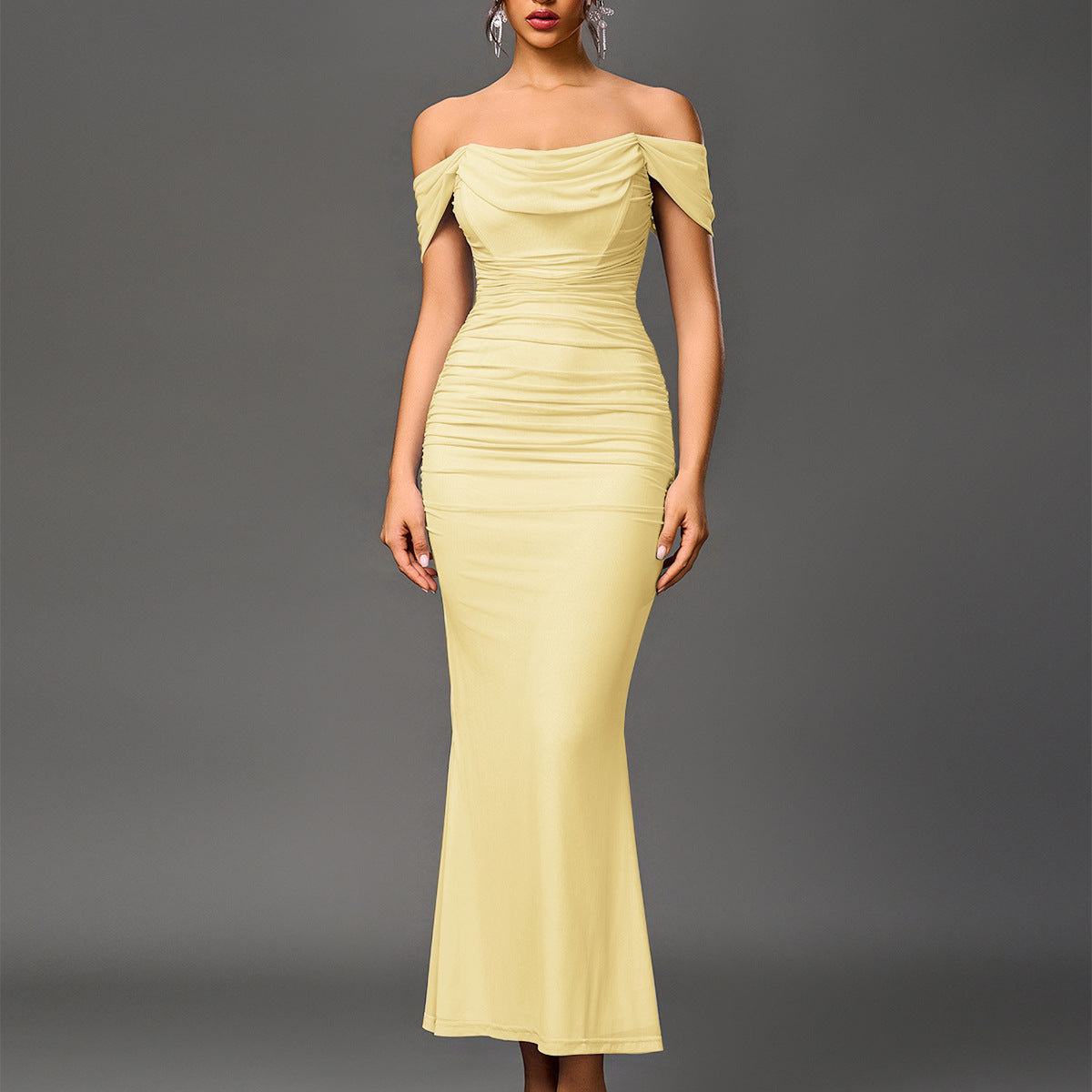 Diana | Elegant Off Shoulder Backless Mermaid Maxi Dress