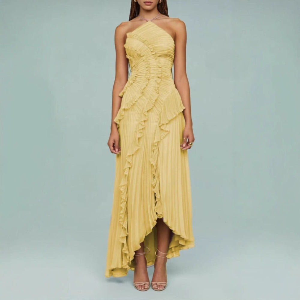 Opal | Women's Elegant Halter Neck Lotus Summer Maxi Dress