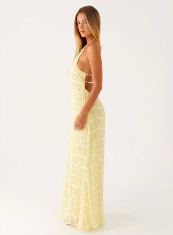 Lorne | Chic Fully Lined Textured Halter Maxi Dress