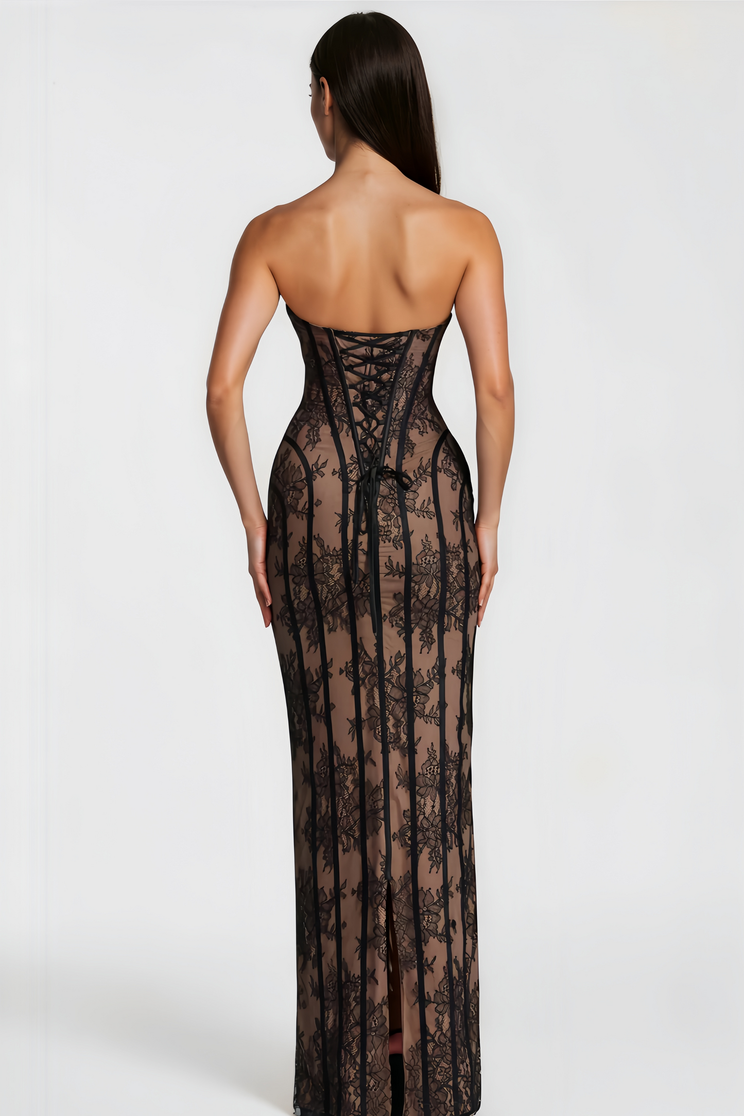 Urszula | Women's Strapless Boned Lace Maxi Dress