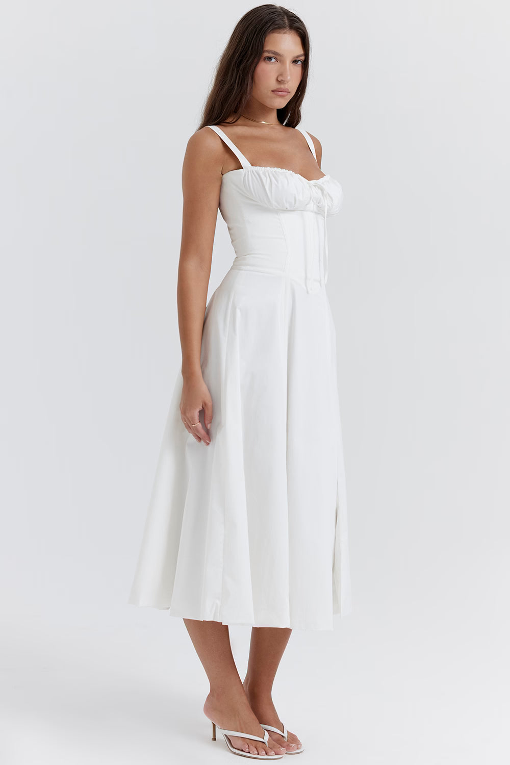 Carmen | Women's Structured Bustier Midi Sundress with High Slit