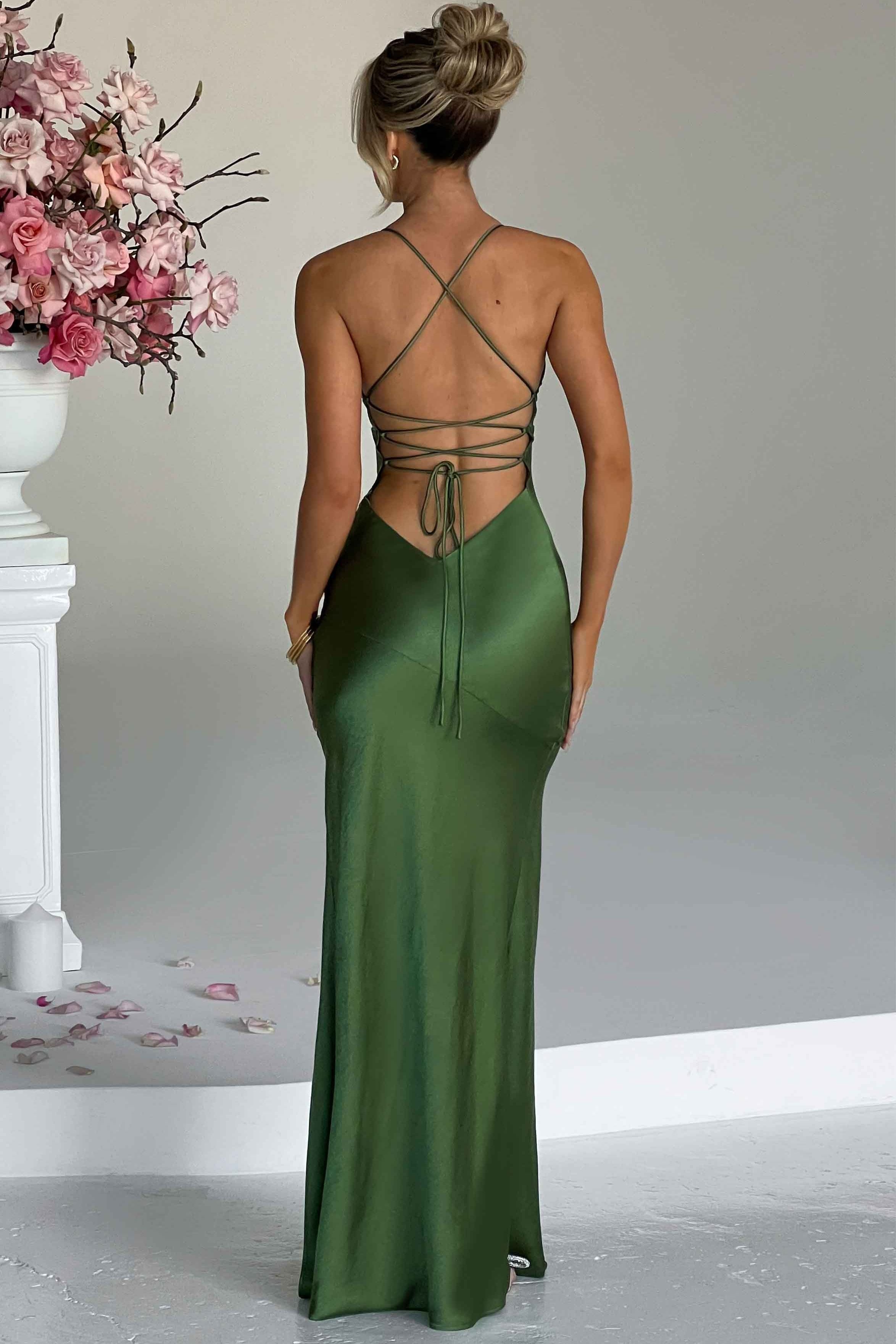 Alexia | Women's Satin Bias-Cut Maxi Dress