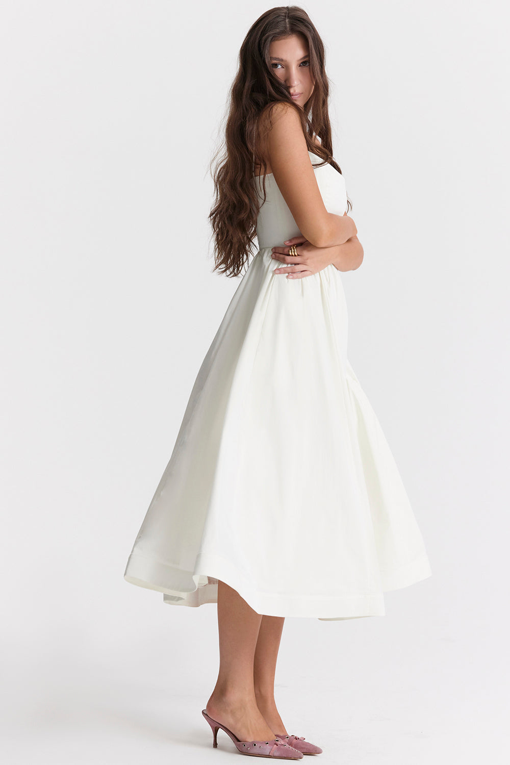 Samara | Women's Flutter Ruffle Georgette Midi Dress