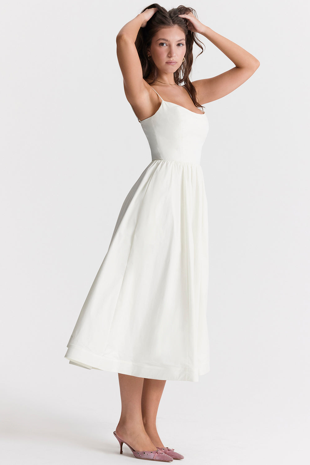 Samara | Women's Flutter Ruffle Georgette Midi Dress