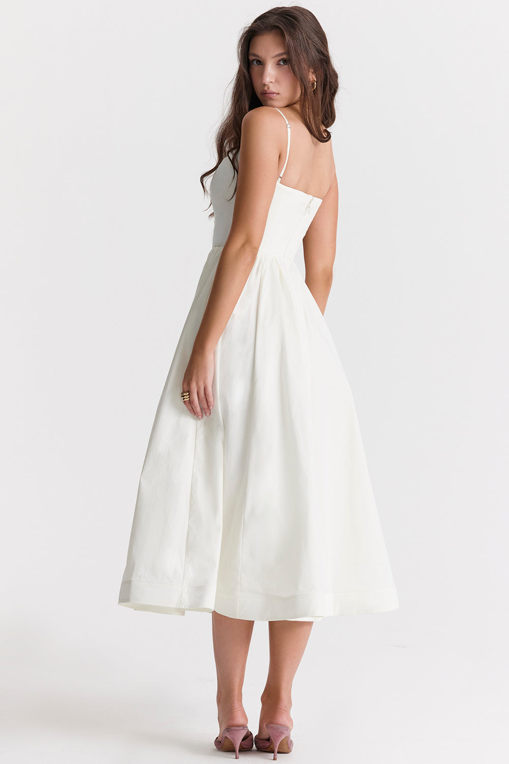 Samara | Women's Flutter Ruffle Georgette Midi Dress
