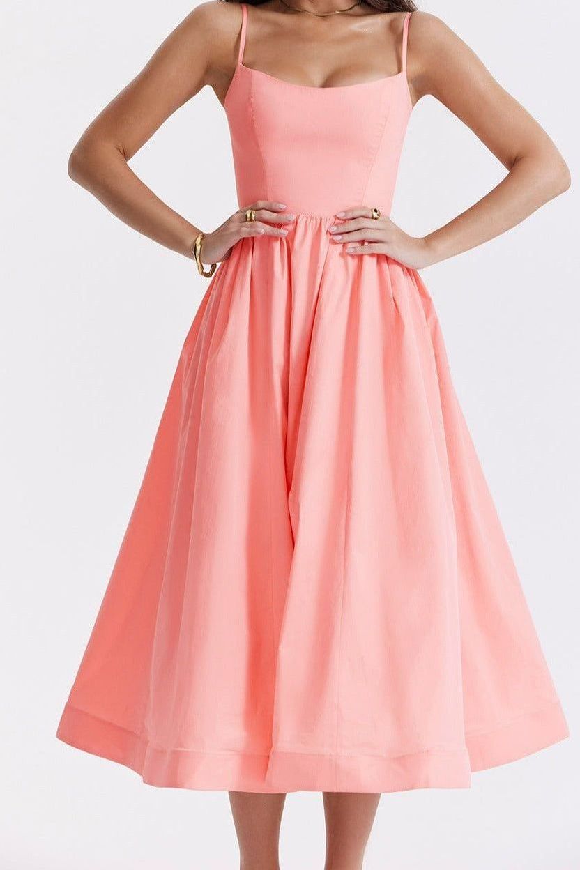 Samara | Women's Flutter Ruffle Georgette Midi Dress