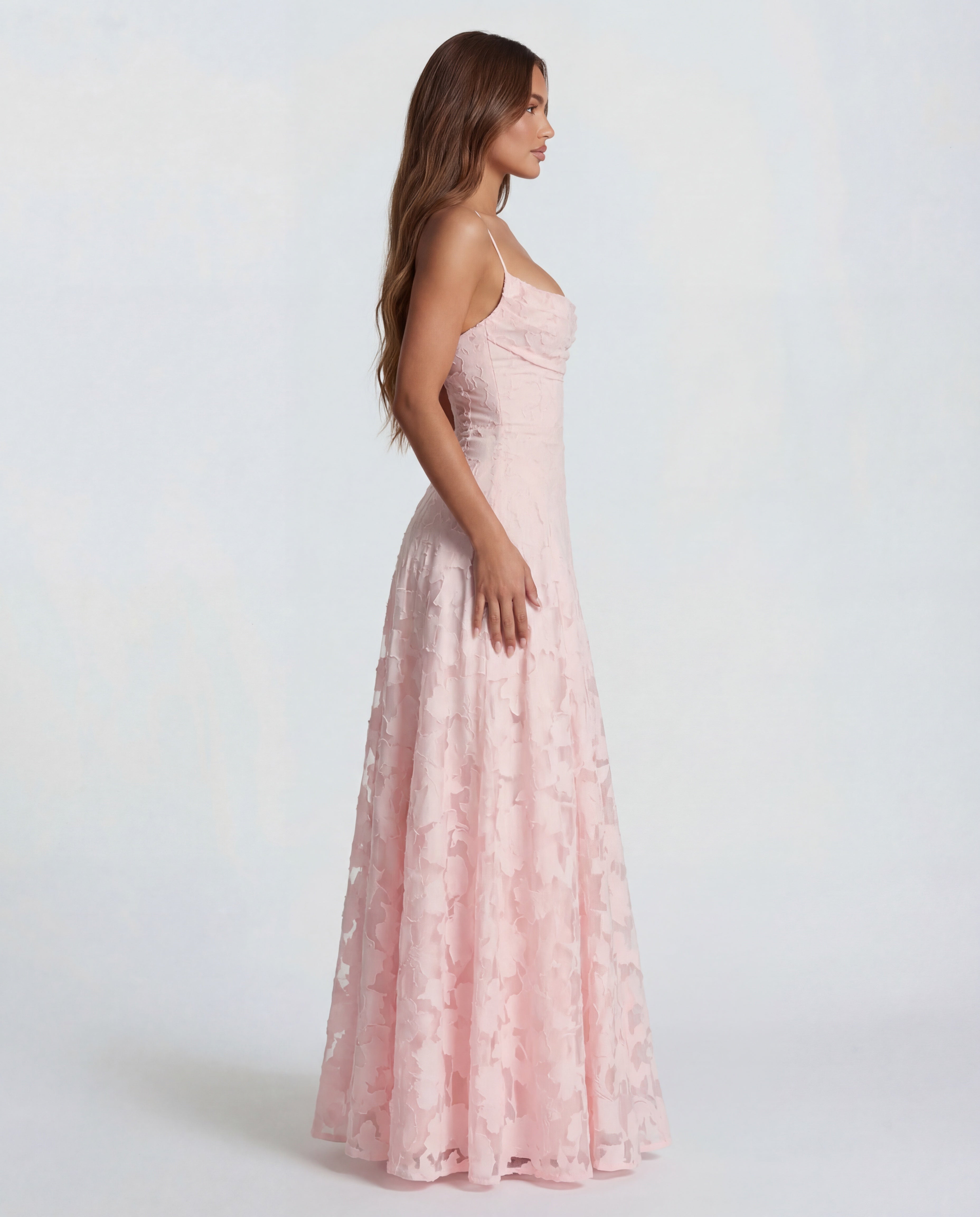 Sofia | Women's Straight-Neckline Flowing Lace Maxi Dress