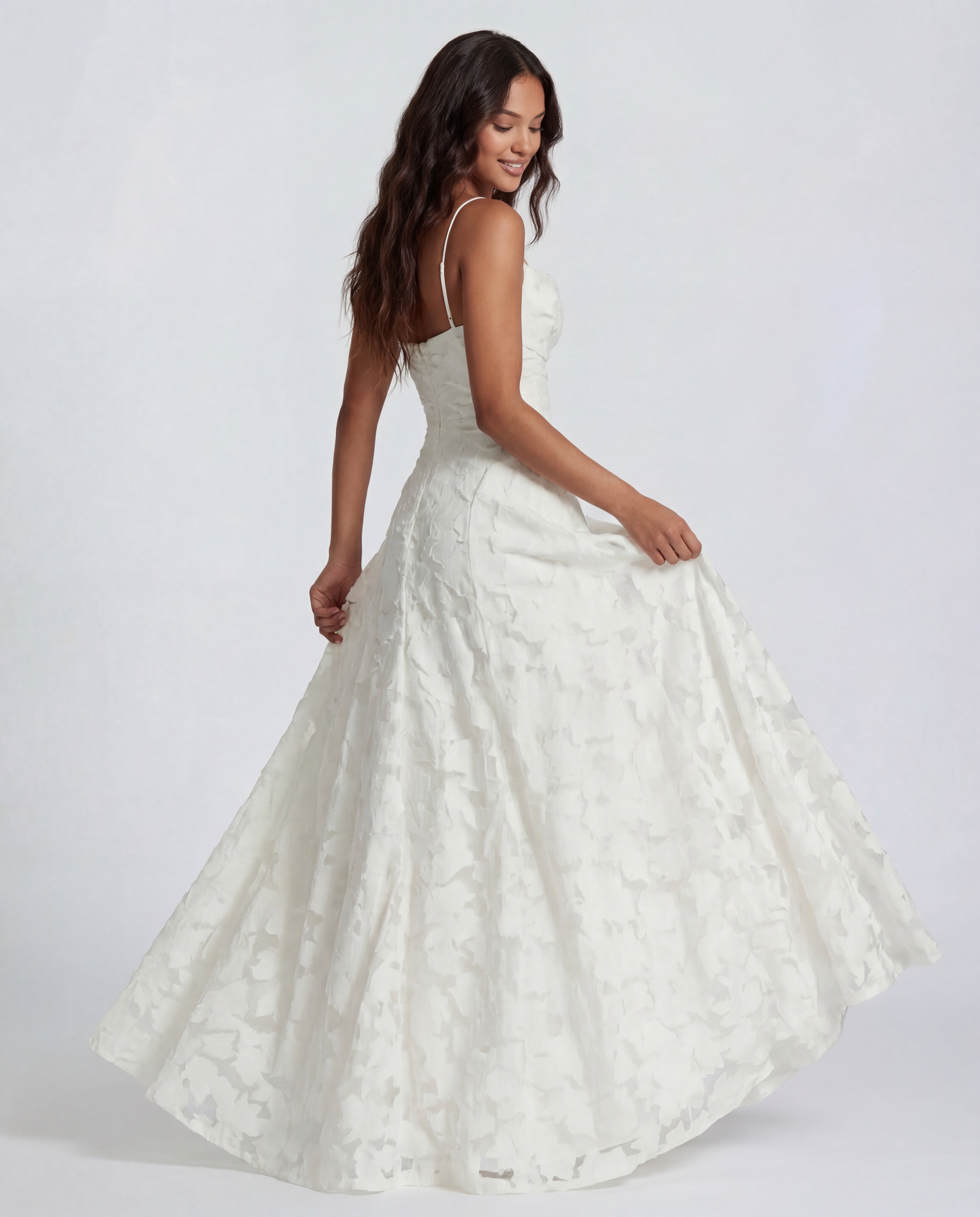 Sofia | Women's Straight-Neckline Flowing Lace Maxi Dress