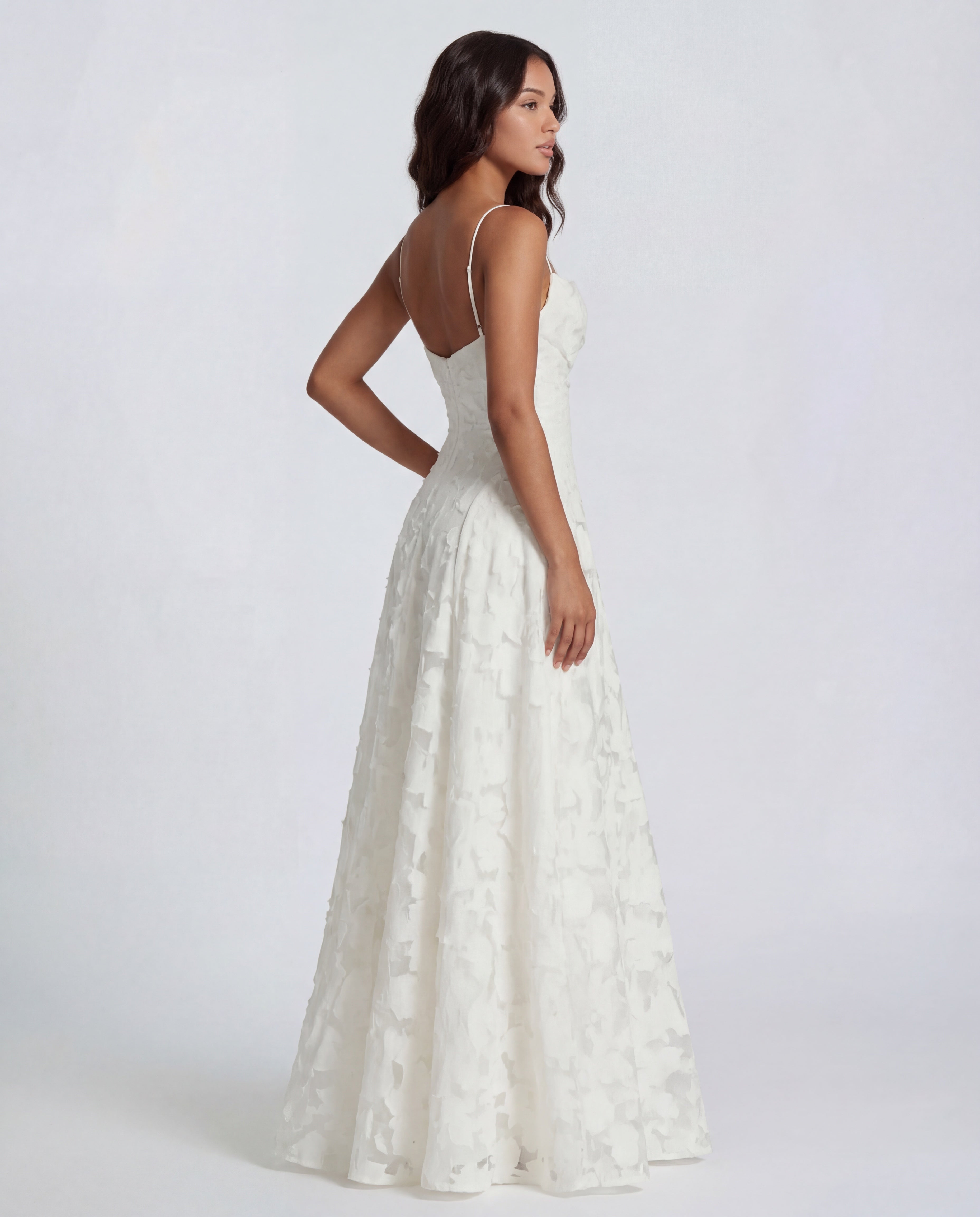 Sofia | Women's Straight-Neckline Flowing Lace Maxi Dress