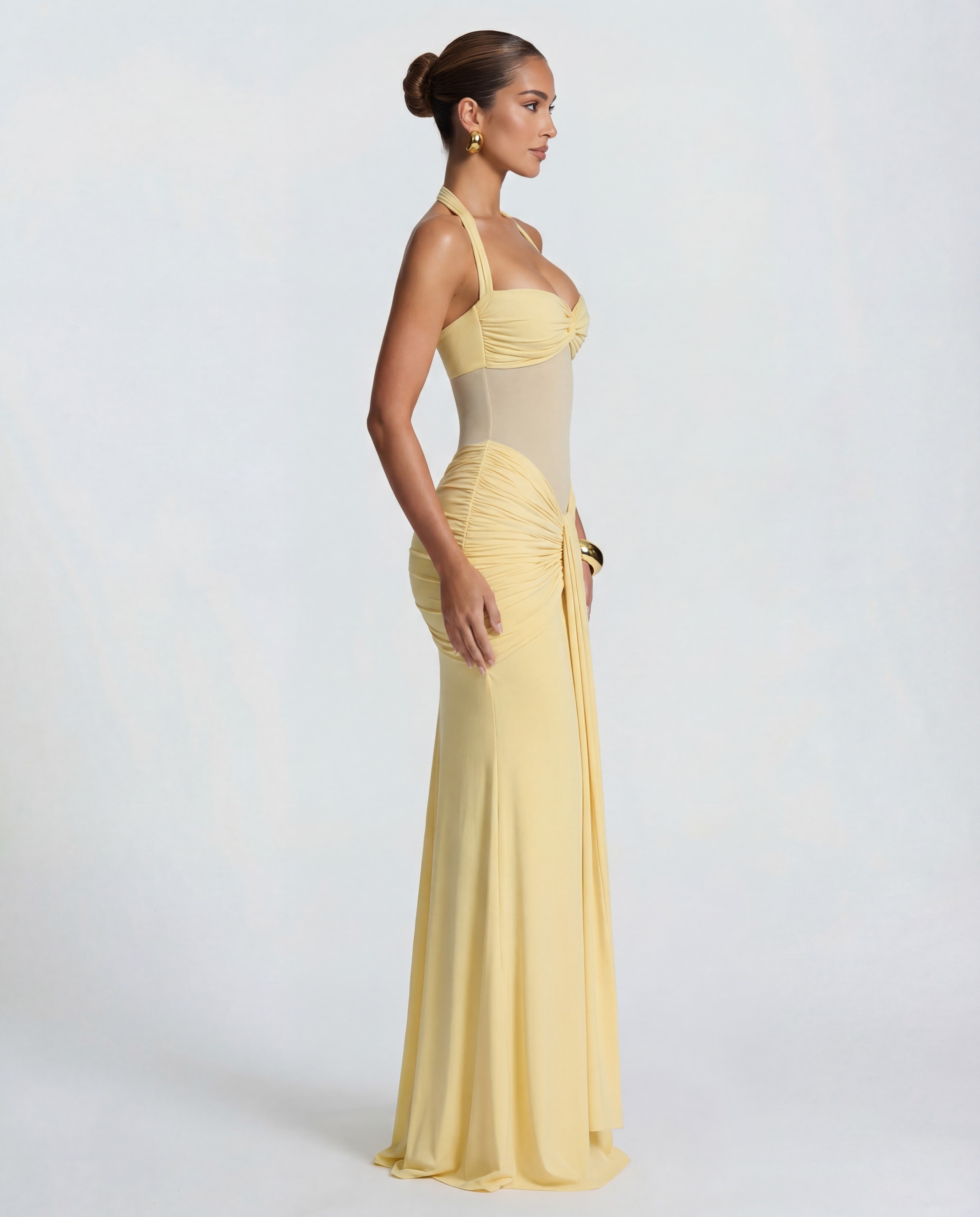 Valentina | Women's Twisted-Bust Mesh Maxi Dress