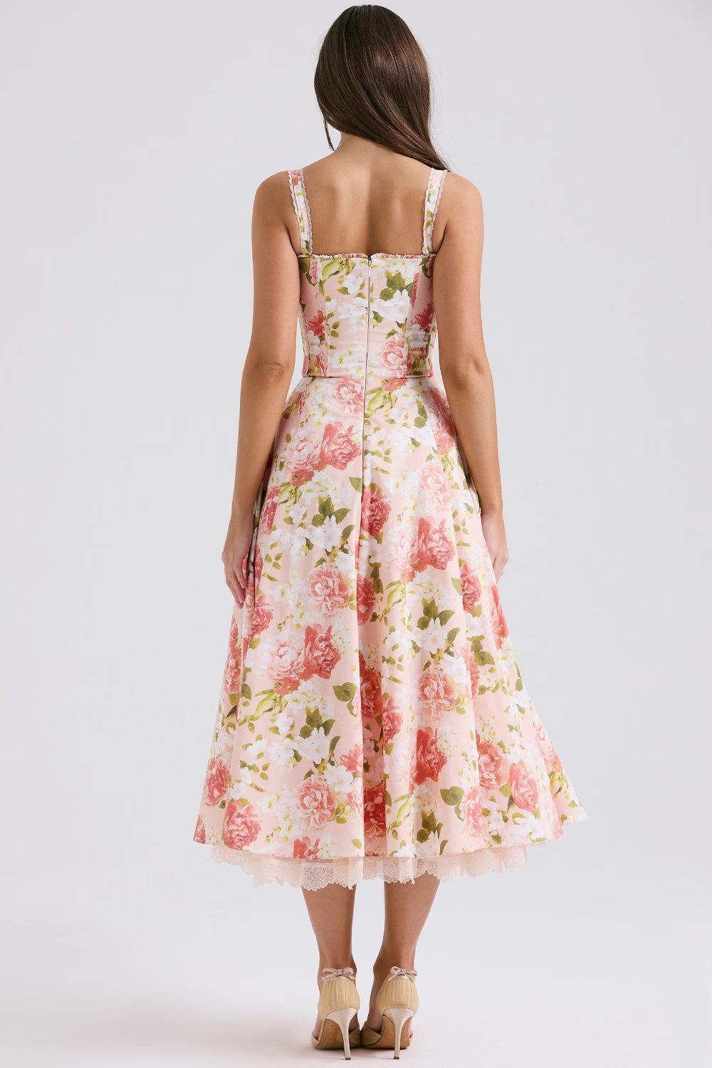 Camellia | Women's Floral Corset Cotton Midi Dress