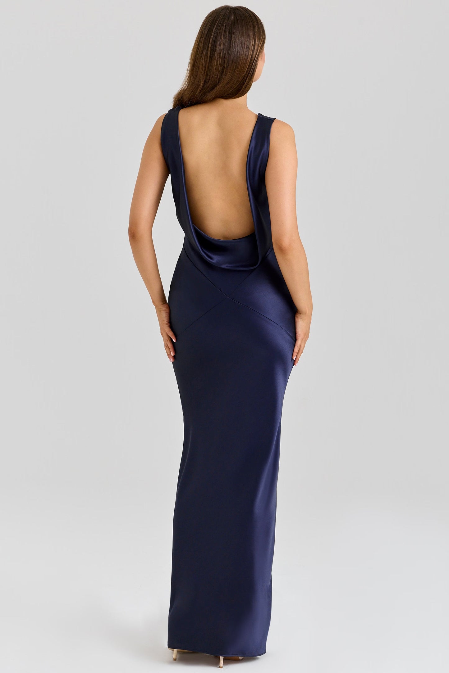 Felicia | Women's Sapphire Draped Cowl Maxi Dress