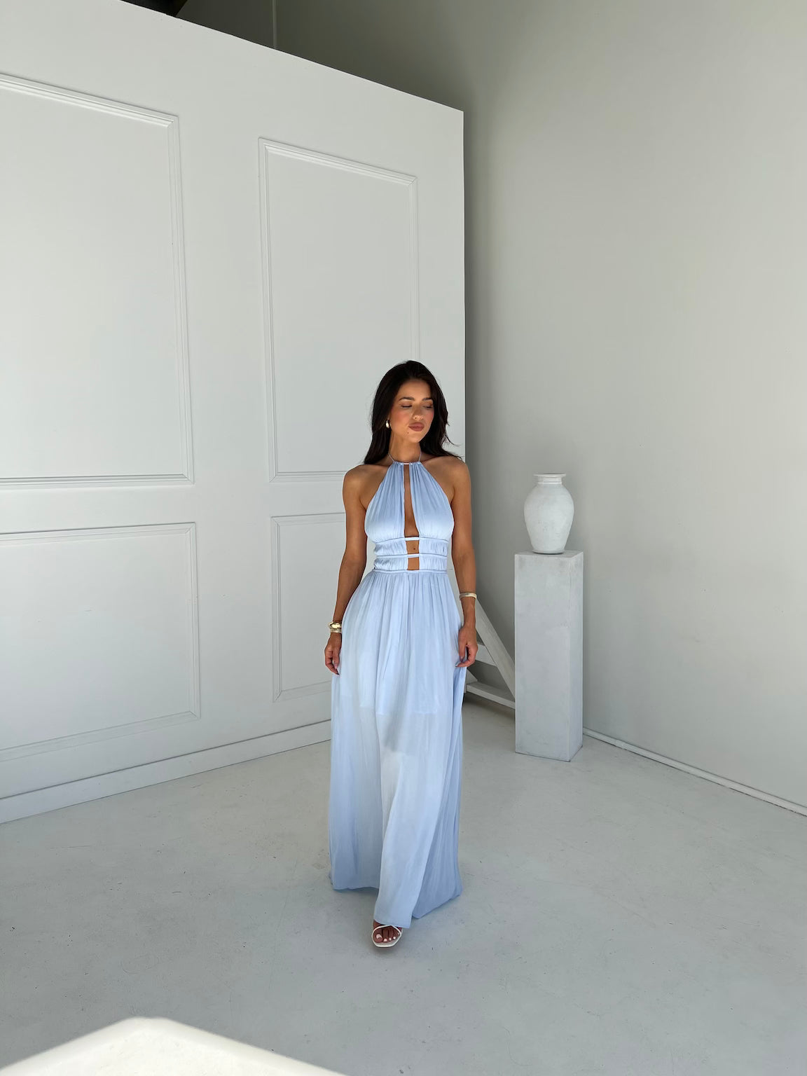 Elo | Women's Striking Plunge Cutout Maxi Dress
