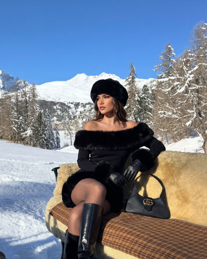 Bella | Women's Faux-Fur Off-The-Shoulder Mini Dress