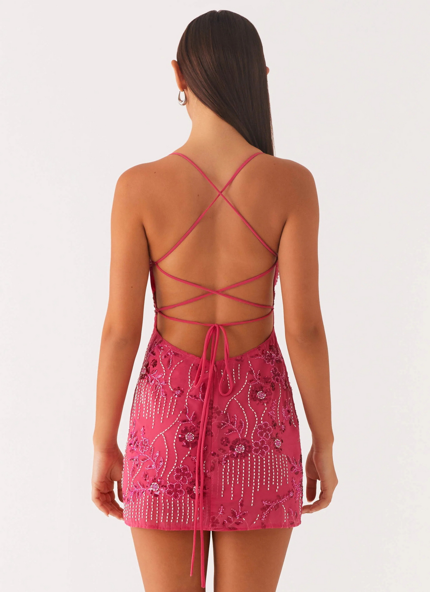 Cami | Women's Floral Sequin Beaded Mini Dress