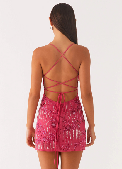 Cami | Women's Floral Sequin Beaded Mini Dress