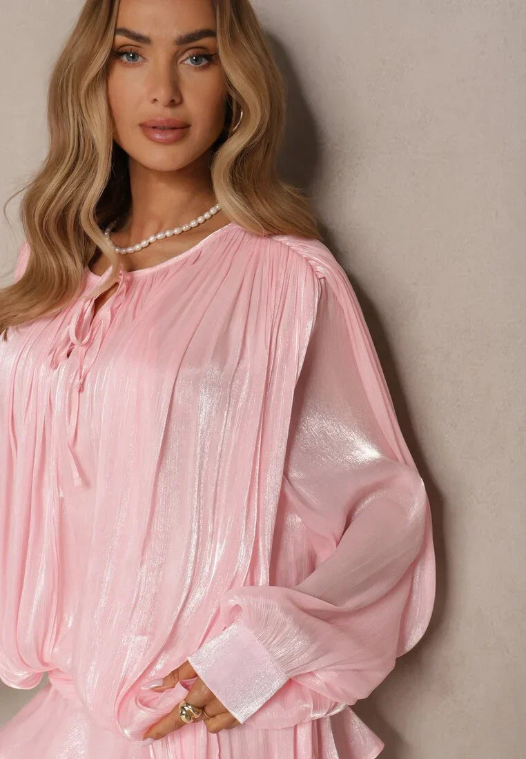 Sol | Women's Tiered Ruffle Lustrous Pleated Mini Dress