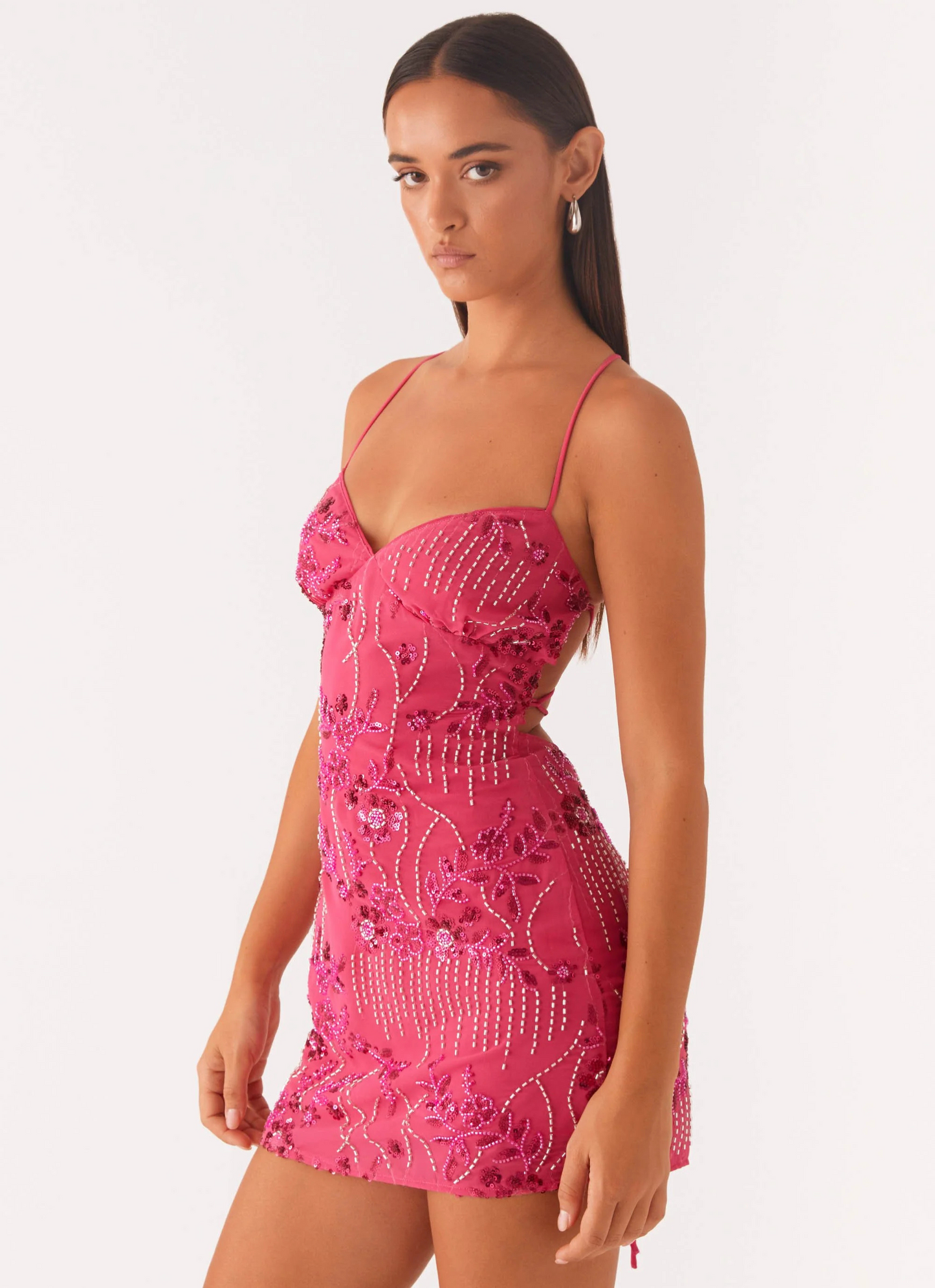 Cami | Women's Floral Sequin Beaded Mini Dress