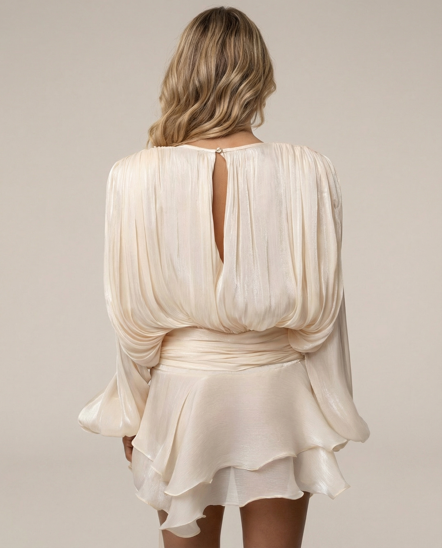 Eva | Women's Pleated Fluid Draped Mini Dress