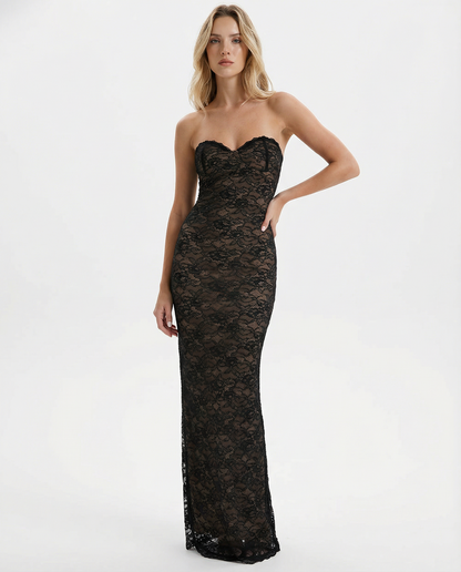 Catrine | Women's Detachable Sleeve Lace Muse Corset Maxi Gown