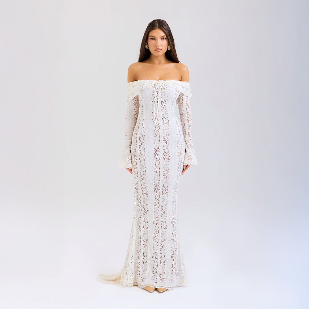Lissy | Women's Lace Off-Shoulder Bell-Sleeve Maxi Dress