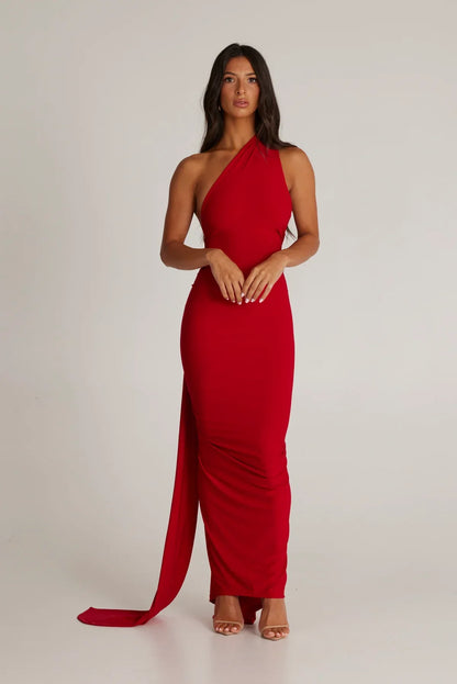 Tina | Women's Grecian-Inspired One-Shoulder Maxi Dress