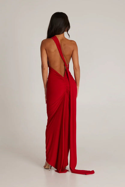 Tina | Women's Grecian-Inspired One-Shoulder Maxi Dress