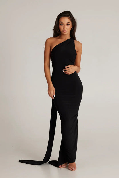 Tina | Women's Grecian-Inspired One-Shoulder Maxi Dress