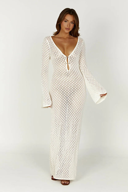 Kelsey | Women's Open-Knit Crochet Maxi Dress